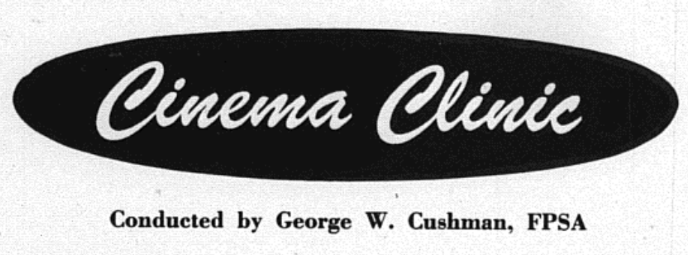 The Cinema Clinic header - PSA Journal, Jan 1964, 41.
