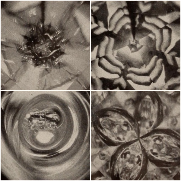 Four monochrome images from Kaleidoscopio (1946), which was a colour film