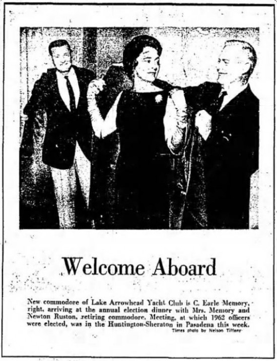 Photo of Earle and Wife, pictured in the Los Angeles Time, February 10, 1962, 31