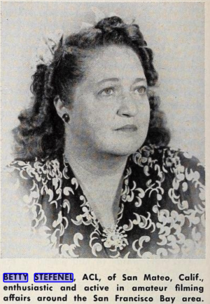 Photo accompanying a profile on Stefenel in the “Close-ups: What Filmers Are Doing” section of the June 1951 issue of MOVIE MAKERS.
