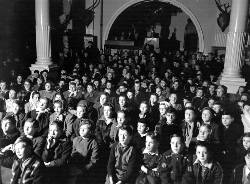 Children watching film, Provincial Museum, 1950. (BC Archives I-26843)